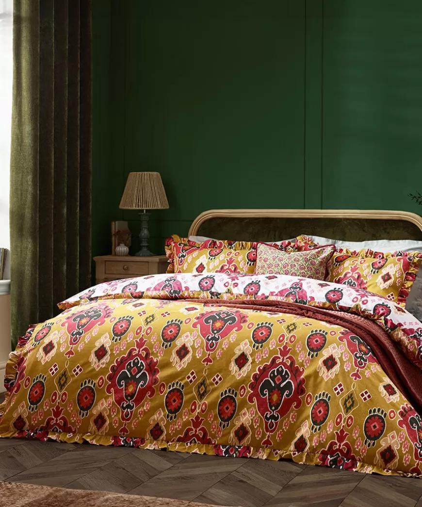 Joe Browns Bedding*Aztec Cotton Slub Reversible Frill Duvet Set