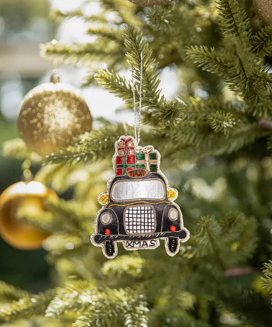 Joe Browns Home Accessories | Christmas Homeware*Beautifully Embroidered Taxi Christmas Ornament